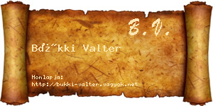 Bükki Valter névjegykártya